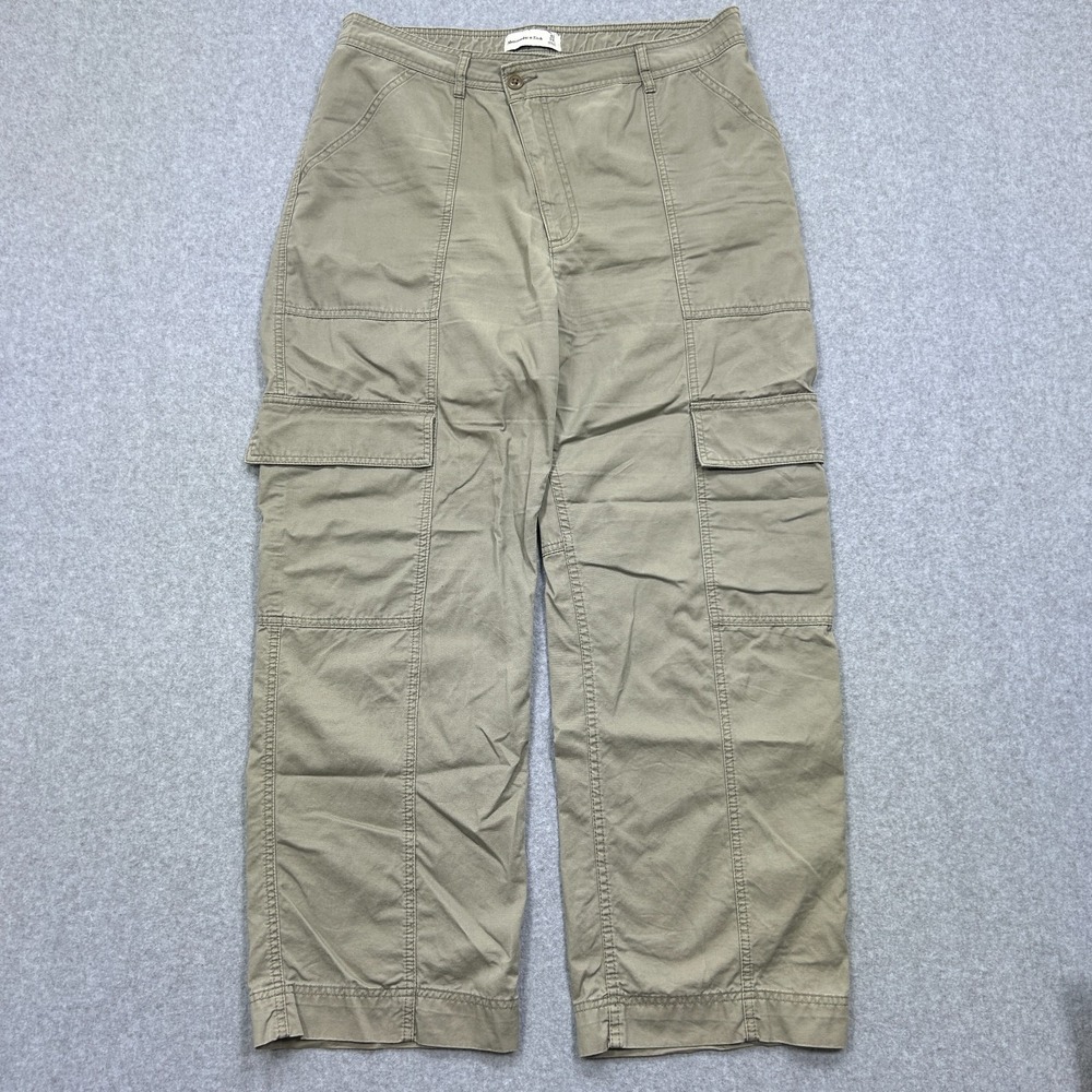 Abercrombie Fitch Cargo Pants Women's 32x27 Beige Cargo Baggy Cotton Y2K